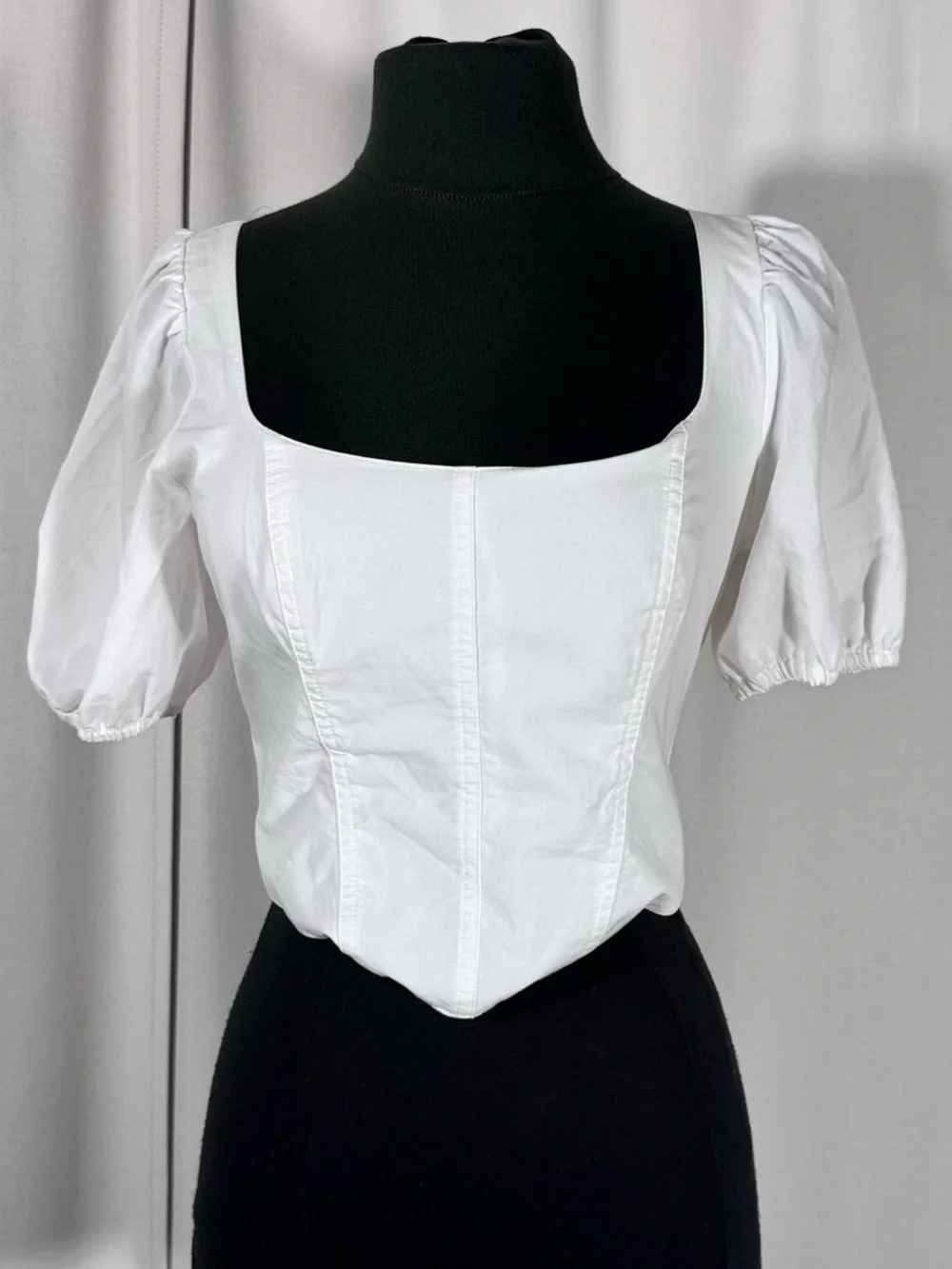 Abercrombie & Fitch White Puff Sleeve Corset Top